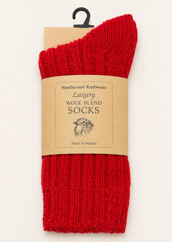 Luxury Irish Wool Blend Socks | Red