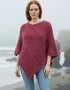 Aran Merino Wool V Poncho | Raspberry - Clearance