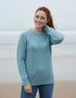 Ladies Slim-Fit Aran Sweater | Aqua