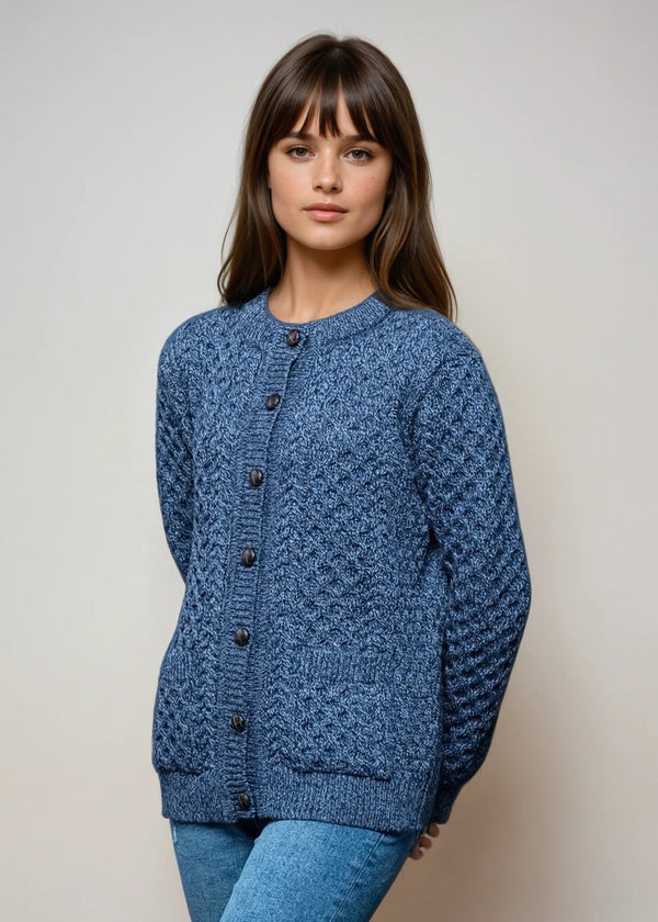 Aran Lumber Cardigan | Demin Marl