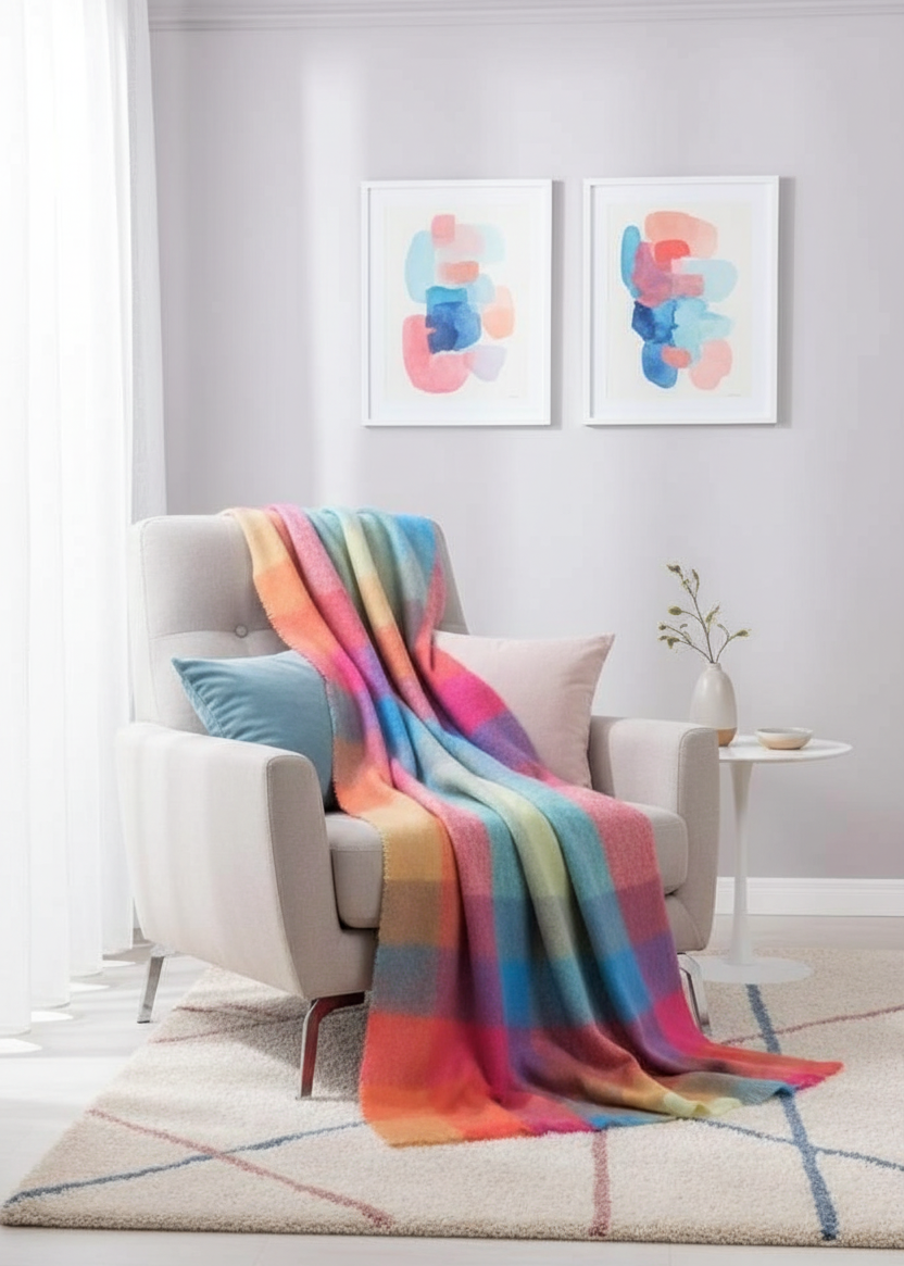 Foxford Colour Block Mohair Throw