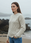 Unisex Aran Wool Sweater | Flecked Cream