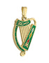 Gold Plated Green Harp Pendant