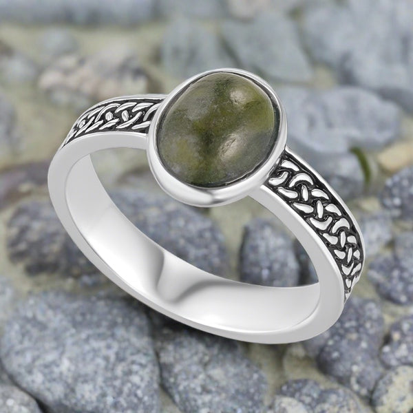 Connemara Marble Celtic Knot Ring