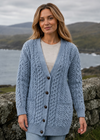 Delphi Aran Boyfriend Cardigan | Blue Grey