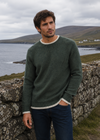 Saol Men's Fisherman Rib Crew Neck Sweater – Green