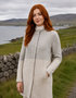 Women's Herringbone Wool Coat | Natural Grey | Merino Wool Blend