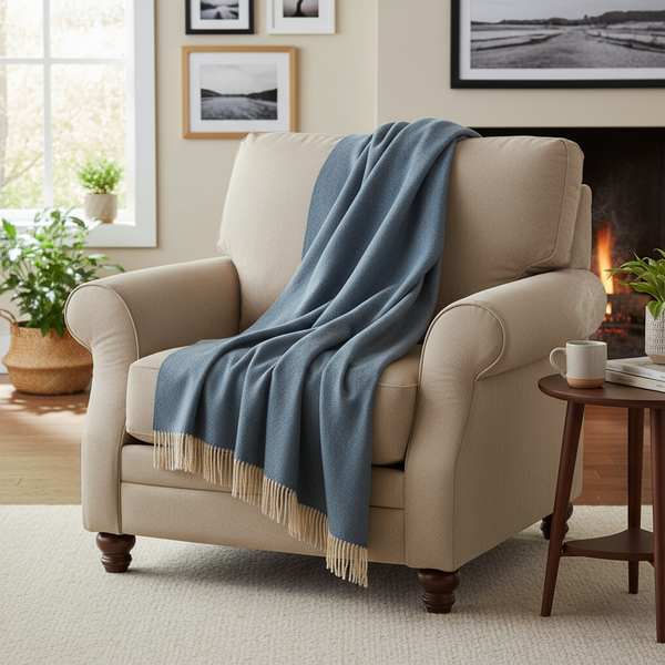 John Hanly Wool Angora Throw