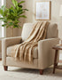 John Hanly Wool Angora Throw | Camel Cream Windowpane Check