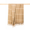 John Hanly Wool Angora Throw | Camel Cream Windowpane Check