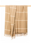 John Hanly Wool Angora Throw | Camel Cream Windowpane Check