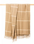 John Hanly Wool Angora Throw | Camel Cream Windowpane Check