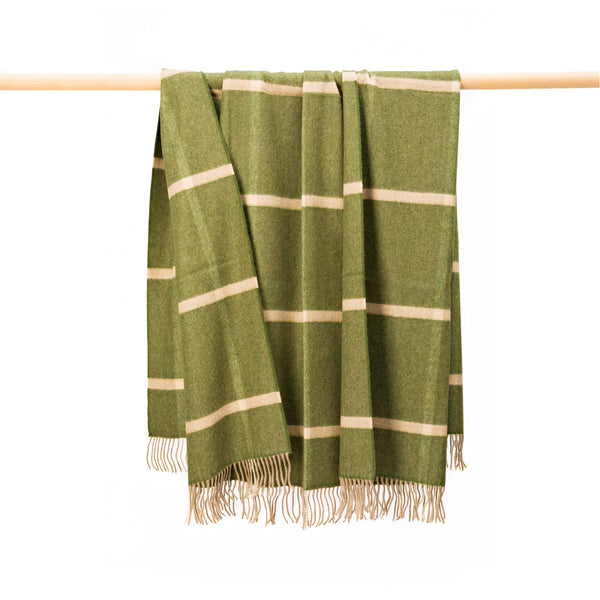 John Hanly Wool Angora Throw | Green Windowpane