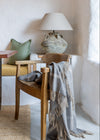 John Hanly Wool Angora Throw | Grey Silver Windowpane