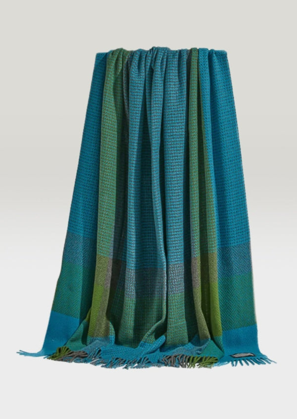 Foxford Cashmere Wool Throw | Green Blue