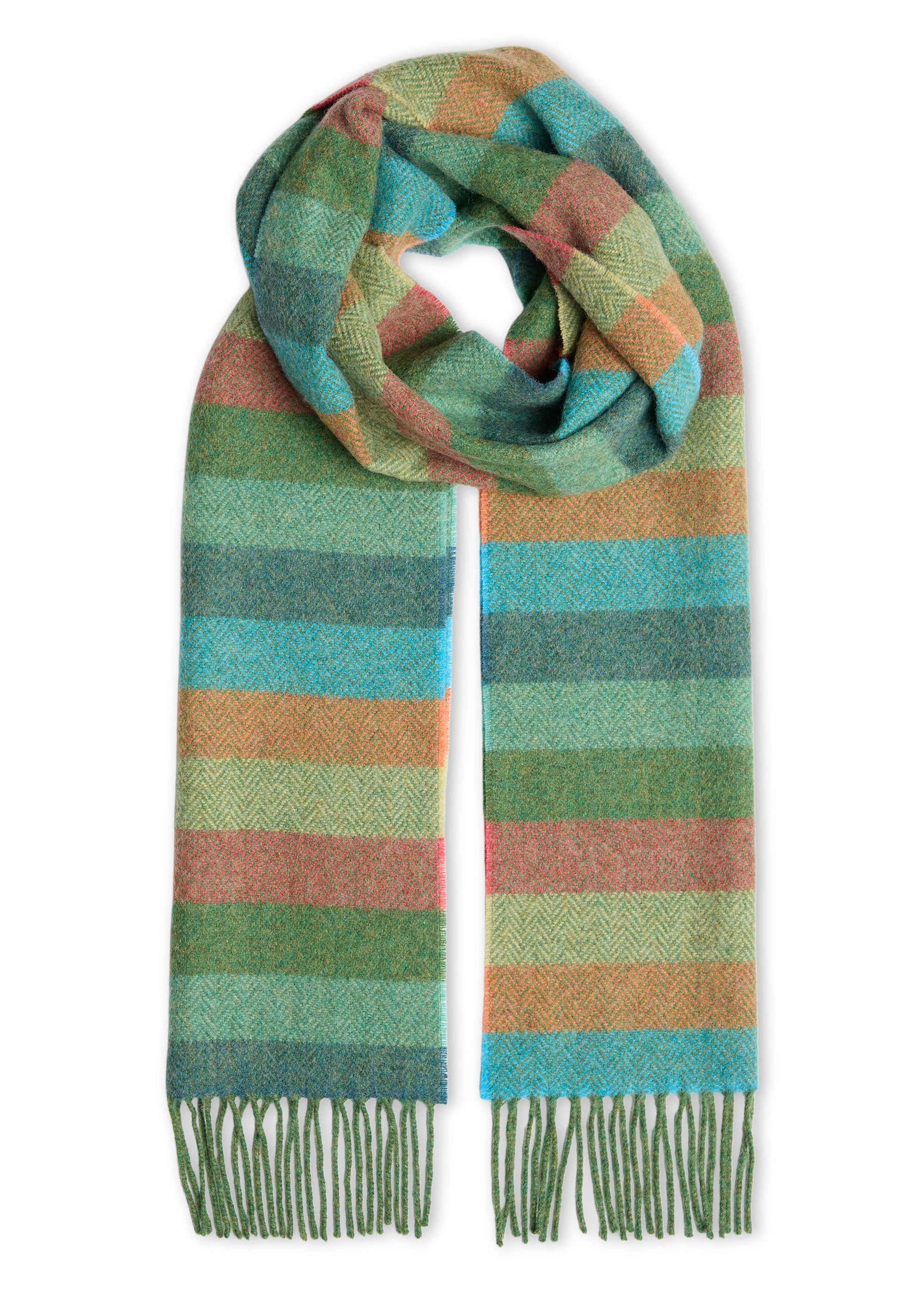 Foxford Lambswool Scarf | Leaf Multi Stripe