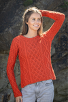 IrelandsEye Women's Lambay Aran Sweater | Orange Marl