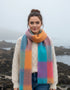 Foxford Giant Mohair Scarf | Teal Orange