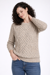 Unisex Aran Wool Sweater | Traditional Irish Knitwear | Flecked Oatmeal