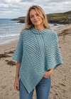 Aran Merino Wool Cowl Poncho | Sky - Clearance