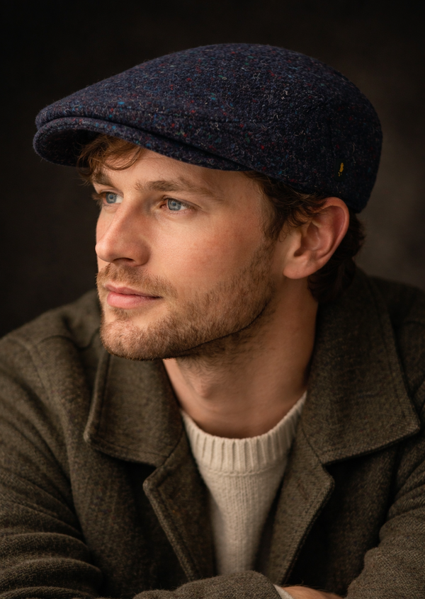 Donegal Tweed Flat Cap Navy | 100% Irish Wool | Hatman of Ireland