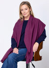 Foxford Solid Aubergine Fine Wool Cashmere Blend Scarf