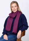 Foxford Solid Aubergine Fine Wool Cashmere Blend Scarf