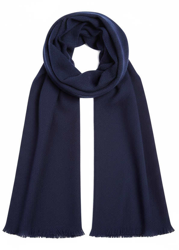 Foxford Navy Fine Wool Cashmere Blend Scarf
