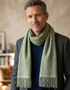 Foxford Lambswool Scarf | Green Herringbone