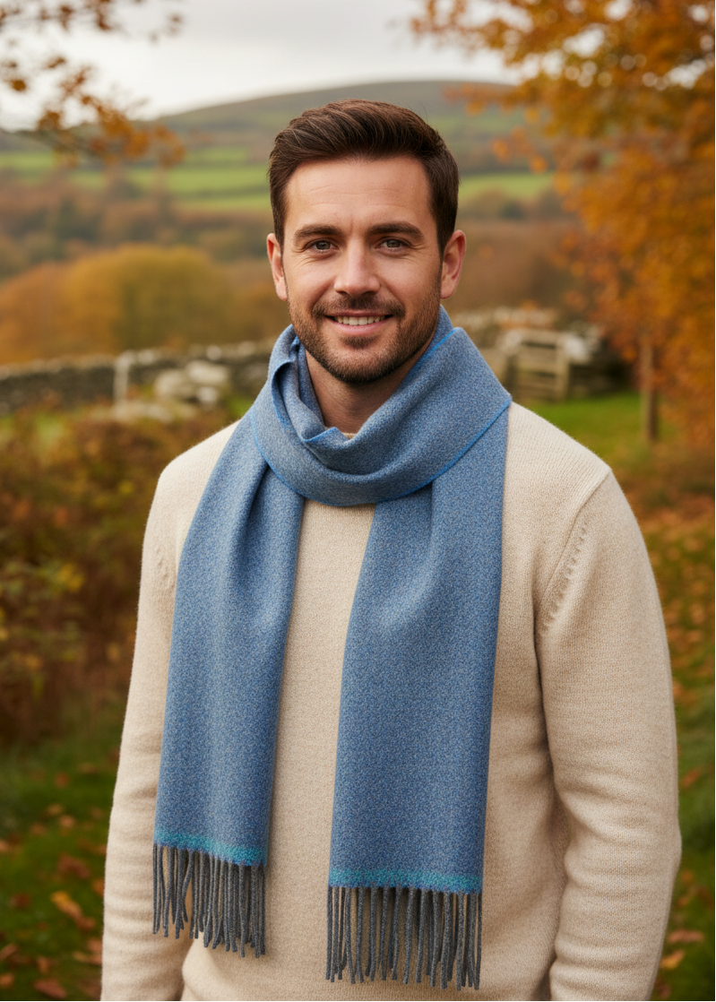 Foxford Lambswool Scarf | Cornish Blue