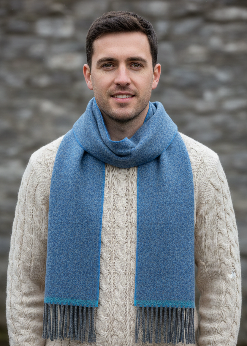 Foxford Lambswool Scarf | Cornish Blue