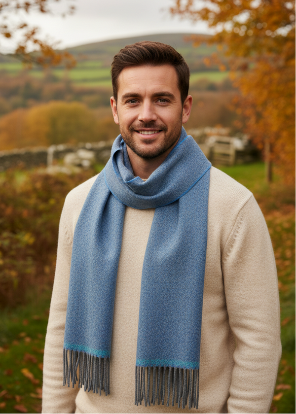 Foxford Lambswool Scarf | Cornish Blue