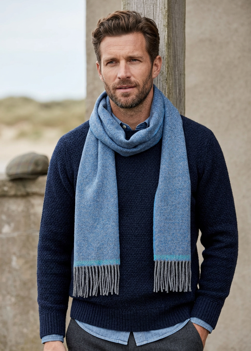 Foxford Lambswool Scarf | Cornish Blue