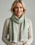 Foxford Lambswool Scarf | Silver Lime Green Herringbone