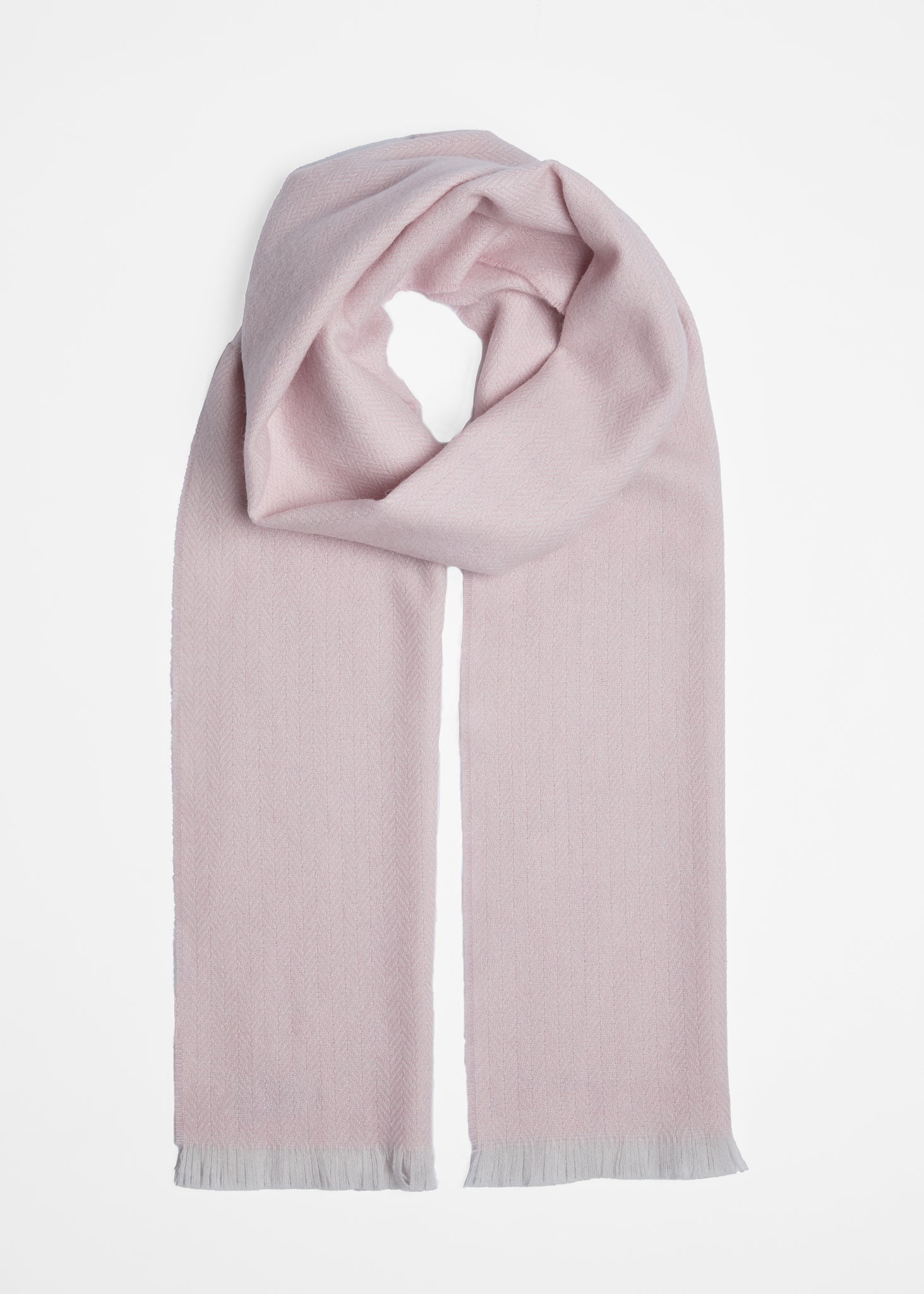 Foxford Lambswool Scarf | Silver Pink Herringbone
