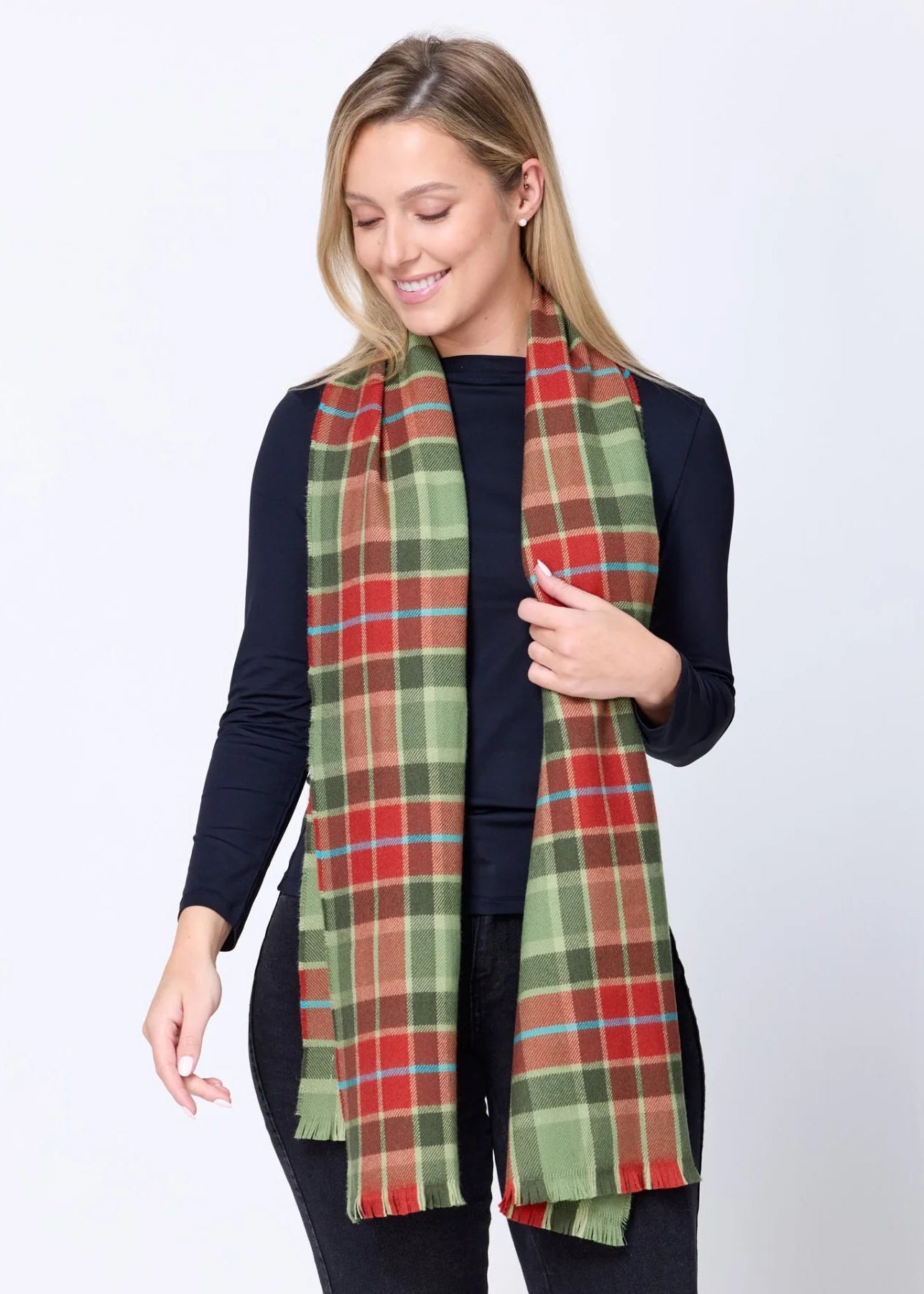 Foxford Rust Tartan Extra-Fine Merino Scarf