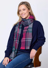 Foxford Green Grey Check Extra Fine Merino Scarf