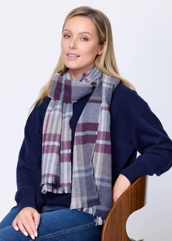 Foxford Burgundy Camel Extra Fine Merino Scarf