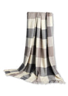 Foxford Cashmere Lambswool Caelan Throw | Taupe Grey Block