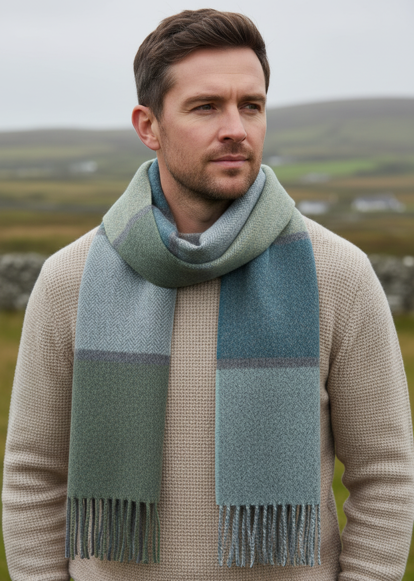Foxford Lambswool Scarf | Winter Contempary Stripe