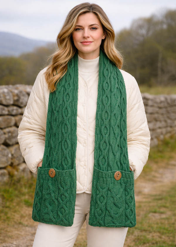 Aran Pocket Scarf | Green