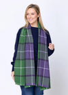 Foxford Giant Merino Scarf | Green Purple Check