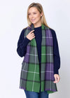 Foxford Giant Merino Scarf | Green Purple Check