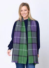 Foxford Giant Merino Scarf | Green Purple Check