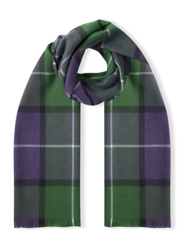 Foxford Giant Merino Scarf | Green Purple Check
