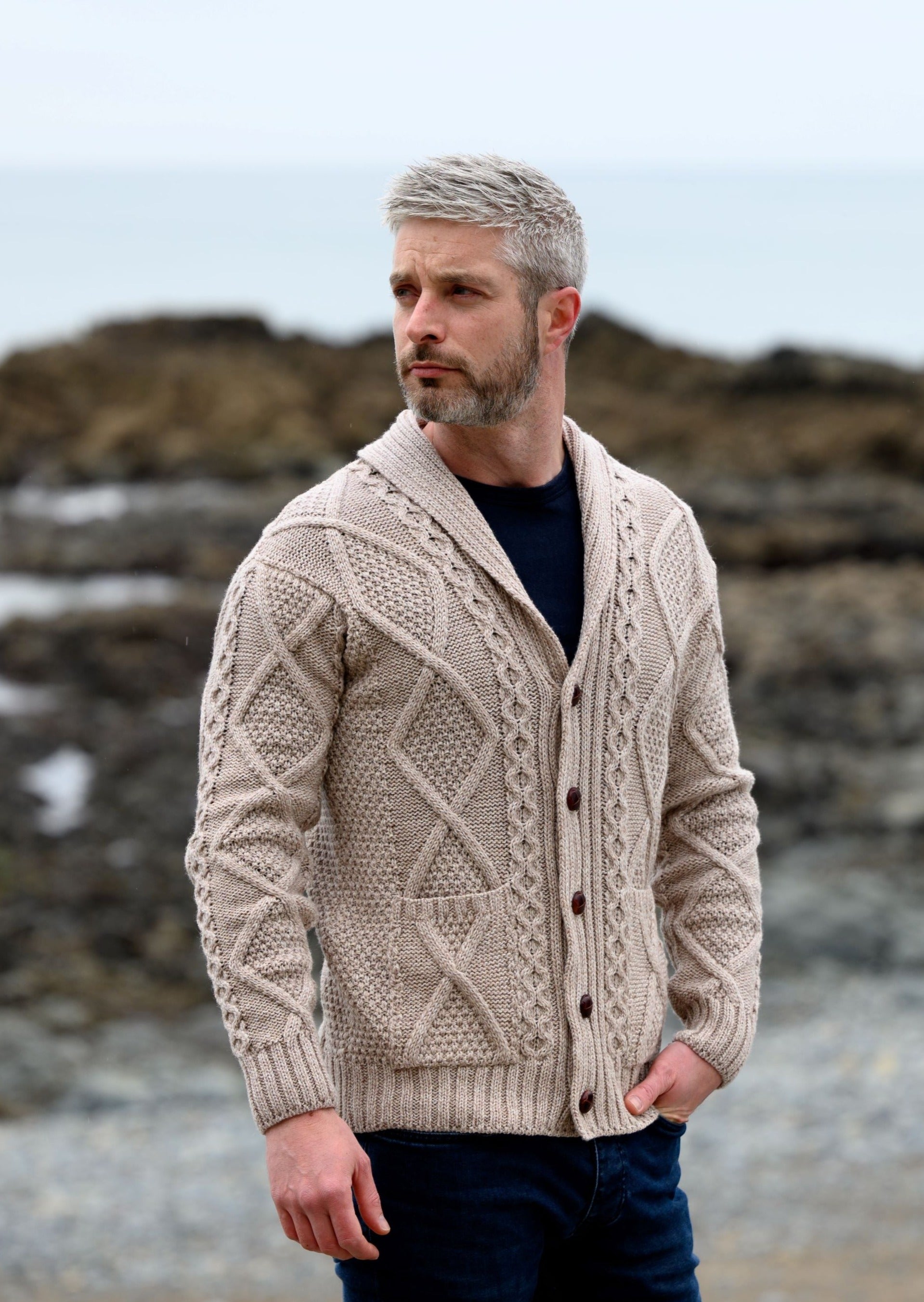 Men's Shawl Button Cardigan | Parsnip