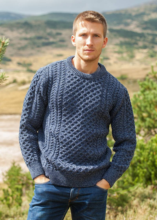 Unisex Aran Sweater | Denim