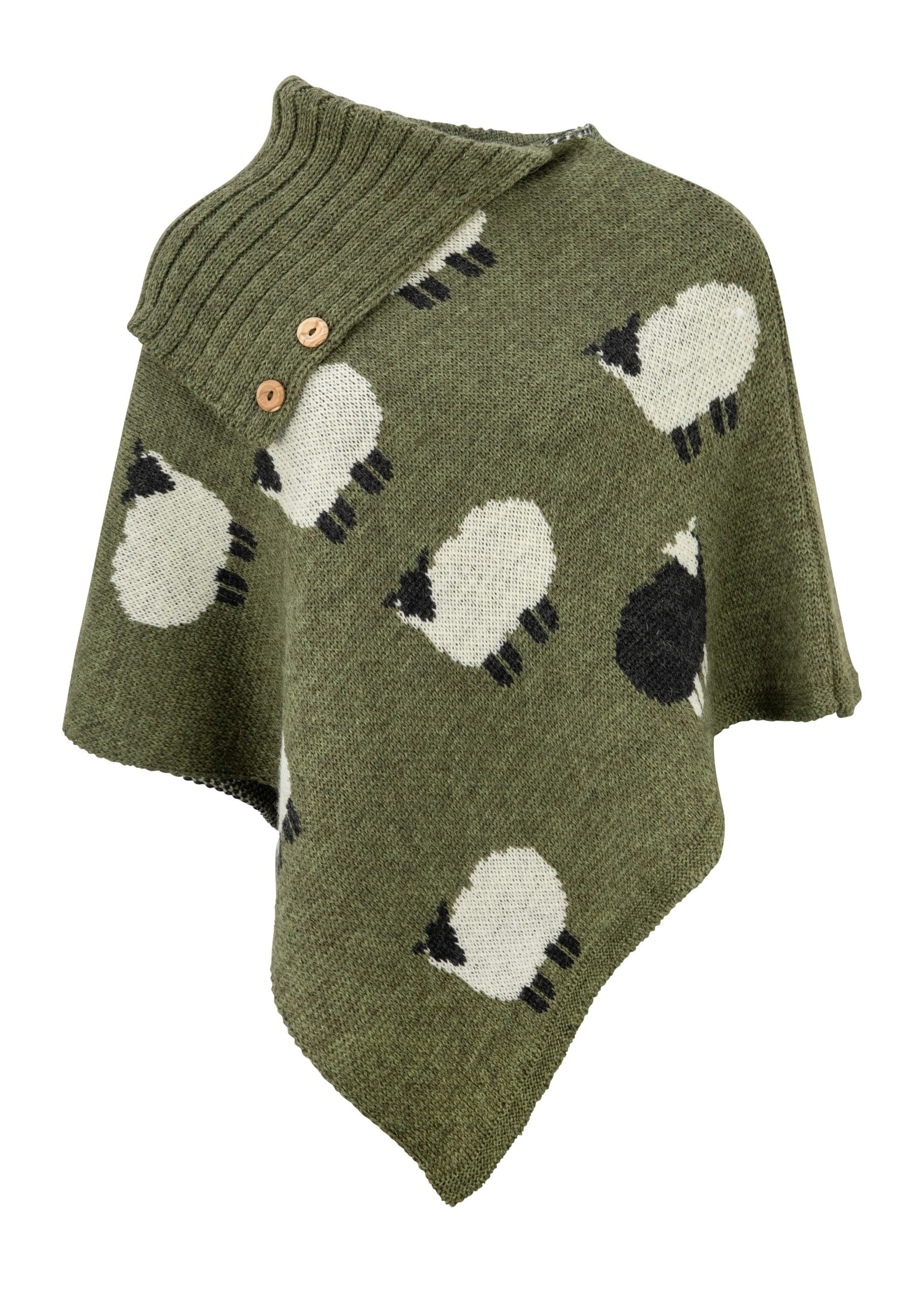 Black Sheep Long Neck Poncho - Apple