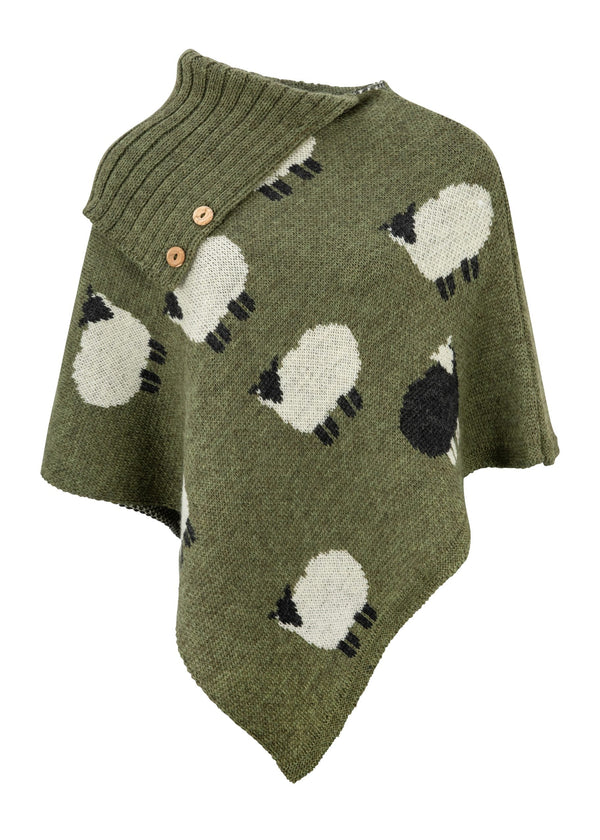 Black Sheep Long Neck Poncho - Apple