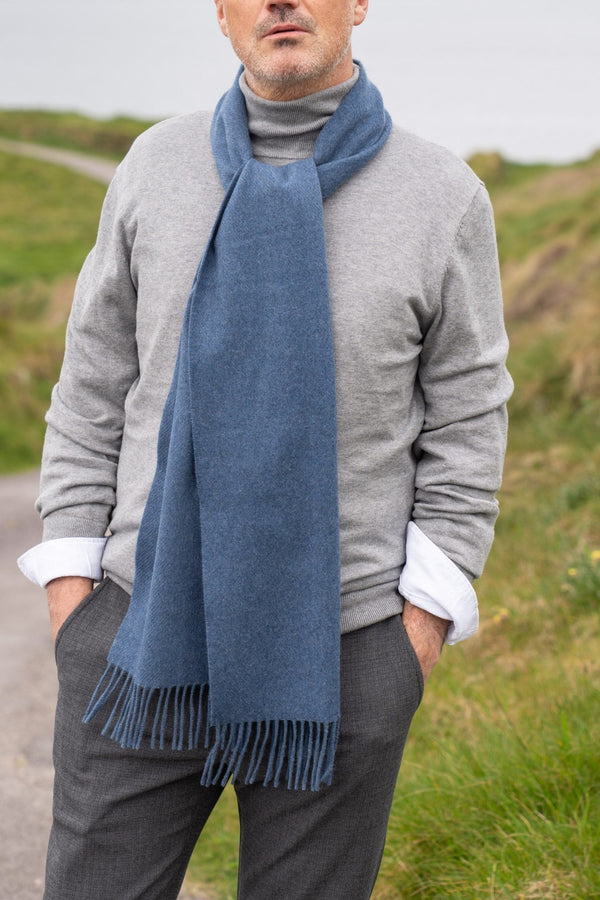 100% Cashmere Scarf | Denim Blue